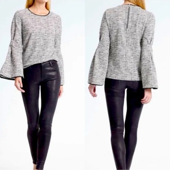 Banana Republic black and white blouse with bell sleeves | Small - Picture 1 of 5